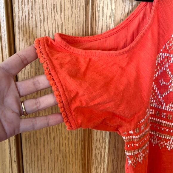 Ariat Orange Cold Shoulder Short Sleeve Top XL - Picture 3 of 6